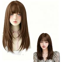Amazon.co.jp: HUIKKJP 女装コスプレウィッグ ダークブラウンロング